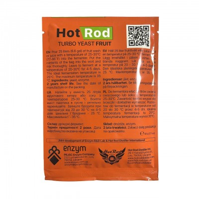 Спиртові турбо дріжджі Hot Rod Fruit на 25 л (60 г) для фруктових браг Спиртові турбо дріжджі Hot Rod Fruit на 25 л (60 г) для фруктових браг