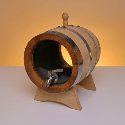 Бочка дубовая 5 л со стеклянными донышками и краном (М+)