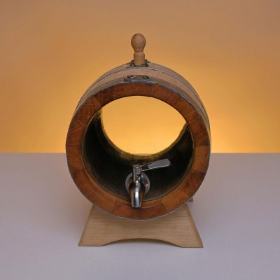 Бочка дубовая 5 л со стеклянными донышками и краном (М+)