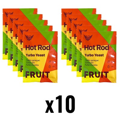 Спиртові турбо дріжджі Hot Rod Fruit на 25 л (10 шт) гурт Спиртові турбо дріжджі Hot Rod Fruit на 25 л (10 шт) гурт